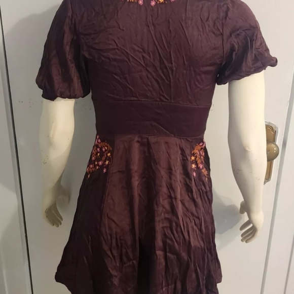Womens Free People Stardust Plum Satin Dress Size 4 - Picture 6 of 9